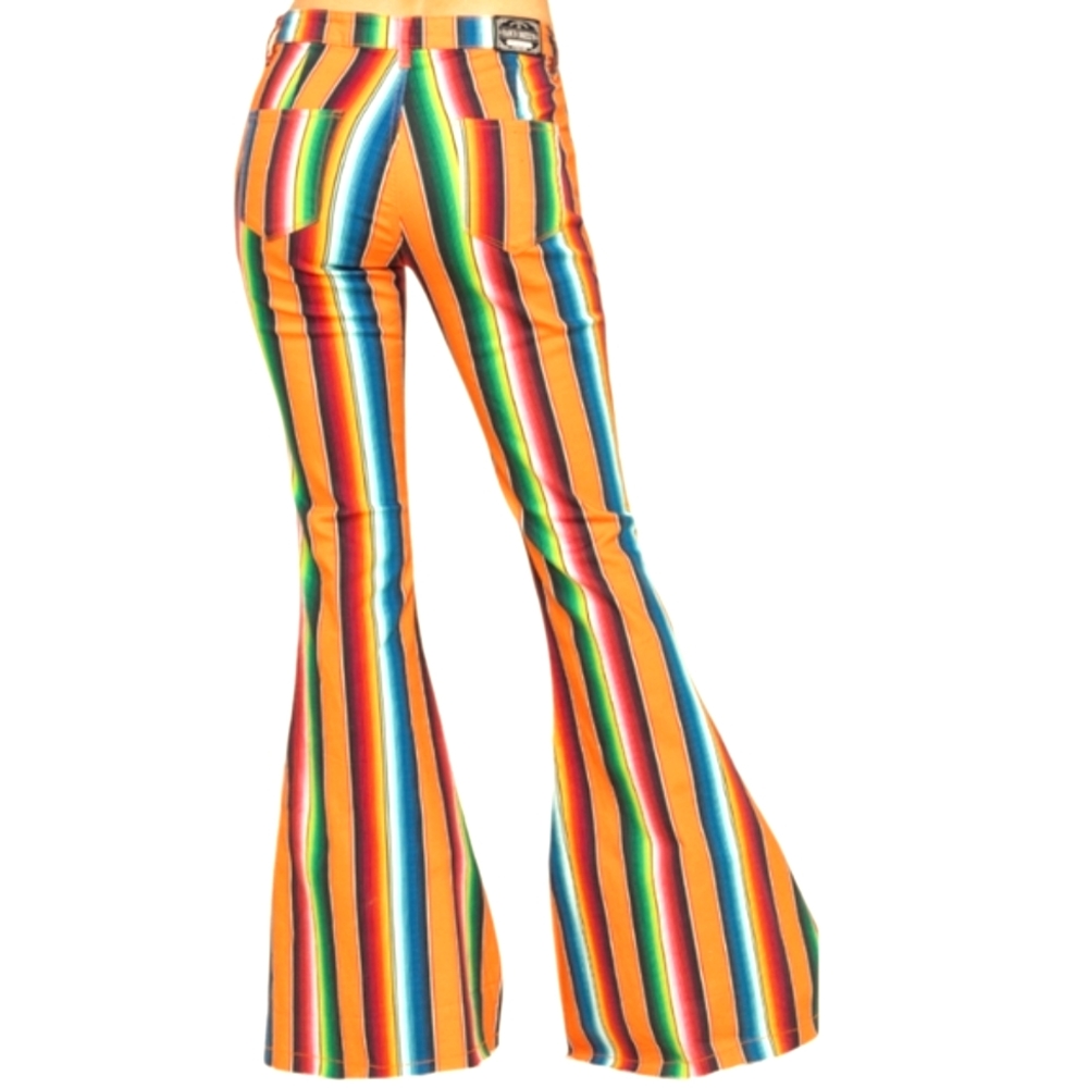 RANCH DRESS'N Fallon Taylor "Orange Serape" super flare cowgirl jeans sz 2 EUC